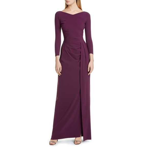 Chiara Boni Dresses & Skirts - NEW Chiara Boni La Petite Robe Litonya Uni Bracelet Sleeve Gown Burgundy Size 2